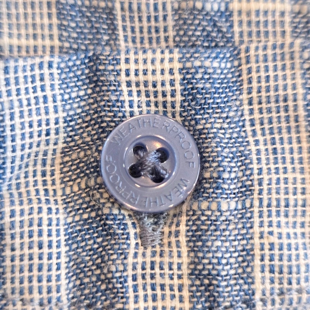 Weatherproof‎ Vintage Mens Linen Short Sleeve Woven Shirt BLUE Button Down LARGE - Picture 5 of 10